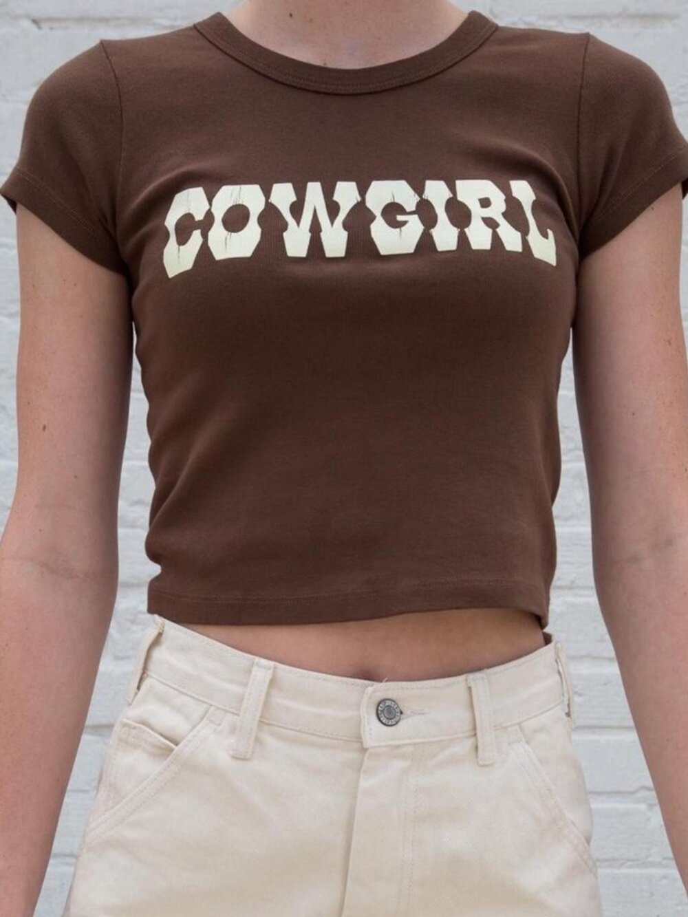Cowgirl Crop Tee - Brown